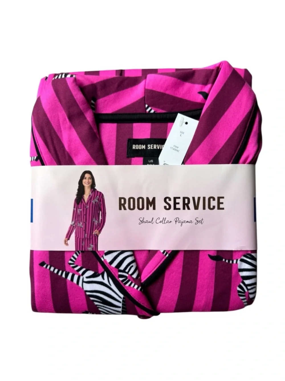 Room Service Pink Striped & Zebra Print Pajama Sets. 2 Pair Included